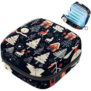 MUOOUM Maandverband Opbergtas, Kerstboom Patroon Menstruatie Cup Pouch, Draagbare Maandverband Pads Opbergzakken Vrouwelijke Menstruatie Eerste Menstruatie Tas voor Tiener Meisjes Vrouwen Dames