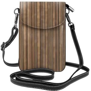 Donkere Medium Patroon Dames Lederen Flap Telefoon Tas Multifunctionele Kleine Crossbody Tas Voor Dagelijks Gebruik En Reizen, Massief houten patroon, Eén maat