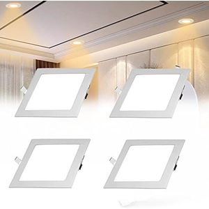 4W 4 ""Vierkante LED Verzonken Plafond 3000K Warm Licht Wit Spot Light 240Lm Panel Down Gloeilamp Lamp Armatuur for Kamer Hal (Color : 4Pack, Size : 4W)