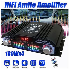 Audioversterker, BT-998 HIFI Geluidsversterker Lcd Display Klasse D Power Amplificador Bluetooth Radio Auto Home Super luidspreker FM USB SD(12V Adapter for home)