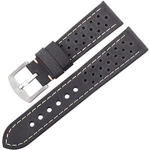 Koeienhuid horlogebanden 20mm 22mm lederen vintage polsriem riem geschikt for Samsung Galaxy horloge 46 mm armband (Color : Black Silver Clasp, Size : 22mm huawei watch gt)