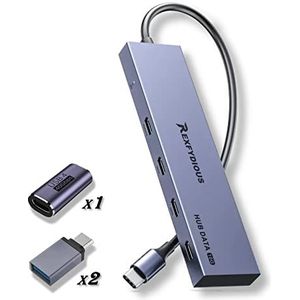 REXFYDIOUS 10 Gbps USB C HUB Splitter Distributeur 4in1 Data Port, 100W PD, USB C voor iPhone 16 15 MacBook M4 M3 M2 M1 Windows Android en Type C apparaten (Silver 2 C naar A adapters)