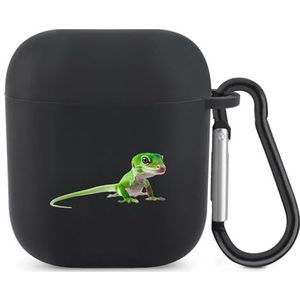 Green Gecko Leuke Case voor AirPods 2&1 Schokbestendige Beschermende Hoofdtelefoon Gevallen Cover Met Sleutelhanger Voor Mannen Vrouwen