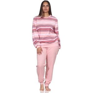 Normann Damespyjama van badstof in mooie strepen, roze, 60/62