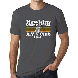 Heren Grafisch T-Shirt Hawkins Middelbare School AV Club – Hawkins Middle School AV Club – Eco-vriendelijk Grappige Vintage Man Korte Mouw Leuke Print Opdruk Verjaardagscadeau Muis Grijs L