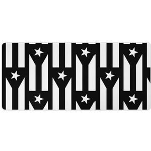 Puerto Rico Vlag Zwart-Wit Mode Bureau Muismat Antislip Gaming Muismat Accessoires Decor 40x90cm