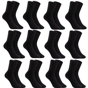 L&K-II 12/24 paar sokken voor dames en heren, zakelijke sokken, zwart/wit, lang, katoen, uniseks, werksokken, wintersokken, 92216, 12 paar, 2027, zwart, 43-46 EU
