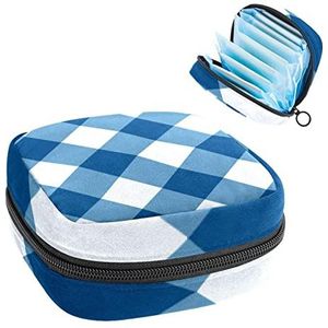 Maandverband Opbergtas,Draagbare maandverband Opbergzak,Blauw witte achtergrond, Meerkleurig, 4.7x6.6x6.6 in/12x17x17 cm