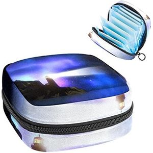 Lighthouse Lighthouse Periode Pouch Draagbaar,Tampon Opbergtas voor Maandverband, Meerkleurig, 4.7x6.6x6.6 in/12x17x17 cm