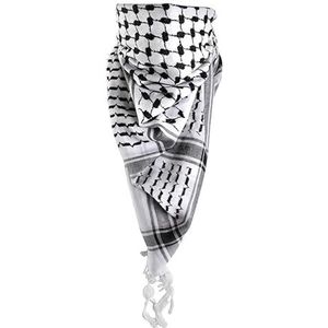 World of Shawls Shemagh Desert Palestijnse Arafat vierkante sjaal verminderen tot helder, Zwart & Wit, 40x40