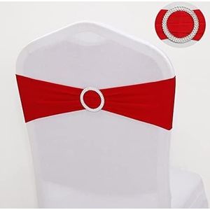 OIFAODAO, Stoel Sjerpen, 1 st Stretch Spandex Stoel Sjerp Bands Boog Knoop Met Gesp for Bruiloft Banket Hotel Kantoor Vergadering Decoraties Groothandel ，Stoelsjerpen(Red)