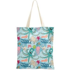 FRODOTGV Grappige Onderwater Monster Blauw Groen Tote Bags Canvas Tote Bag Voor Vrouwen Geschenken Voor Leraren Vrouwen Tote Bag Tote Bag Goedkope Plain Canvas Tote Bags, Funny Underwater Monster