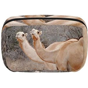 domme Afrikaanse Camel Cosmetische Rits Pouch Make-up Tas Reizen Waterdichte Toiletry Zakken voor Vrouwen, Meerkleurig, 17.5x7x10.5cm/6.9x4.1x2.8in