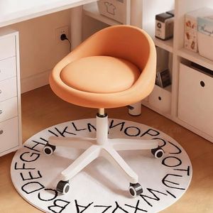 Kleine kaptafelkruk, krukken op wieltjes, ergonomische draaibare zitting, verstelbare hoogte,360° draaibaar, for de make-upkamer, for de slaapkamer en de woonkamer(Orange)