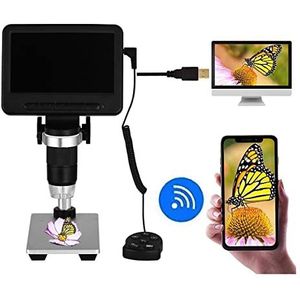Handheld digitale microscoop accessoires USB digitale elektronische microscoop 8 LED-verlichting 12MP 1080P 7 inch scherm LCD-scherm 10X-1200X microscoop accessoires (kleur: MS2-metalen stents)
