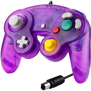 SANVIE Wired Gamecube Controller voor Nintendo Switch, Classic GC Game Cube NGC Controller Gamepad, compatibel met Wii U Switch PC Super Smash Bros paars SV002
