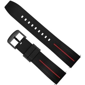 dayeer Waterdichte siliconen snelsluitingsarmband voor Tissot heren dames horlogeband voor Mido riem voor Citize horlogeband met vlindergesp (Color : Black Red 02, Size : 20mm)