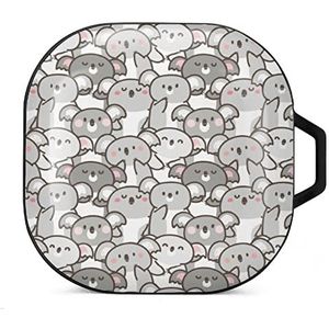 Cartoon schattige koala beer oordopjes hoesje compatibel met Samsung hard shell beschermhoes zwart-stijl