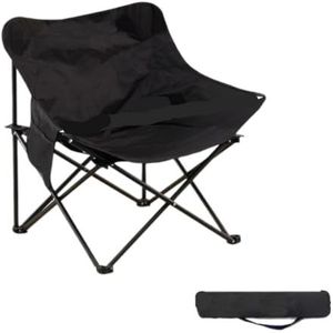 Viskrukken Camping Opvouwbare Maanstoel Stoel Buiten Draagbare Stoel Met Hoge Rugleuning Thuis Eettafel Avondmarktkraam Draagbare Viskruk(Black)