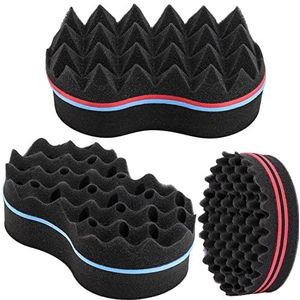 3 verschillende magische haarsponzen twist spons voor Afro Curl Dreads Locking Coil Wave Haar (Sponge-3)
