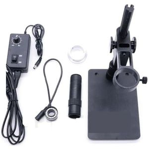 4K 2K 1080P 51MP Industriële Video Lab VGA USB Microscoop Camera Zoom 130x C-MOUNT Lens LED Ring Licht for Telefoon PCB Reparatie Helder en glad(Stand Lens LED Light)