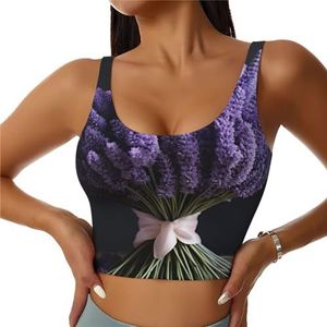 Lavendel Boeket Print Casual Wear Vrouwen Sport Vest Yoga Vest Workout Vest Voor Vrouwen Lichtgewicht Trendy, Zwart, S