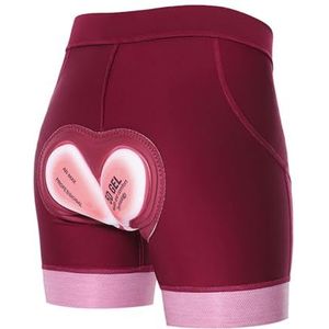 SMTSEC Fietsbroek voor dames en heren, 5D gevoerde gel, ademend fietsondergoed, gevoerde sneldrogende mountainbike, MTB-shorts voor wielrennen, racefiets, rood-L