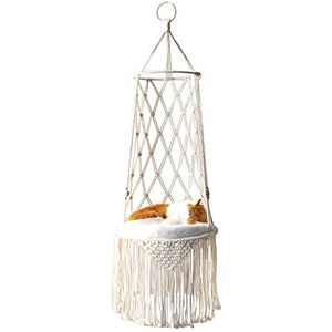 Macramé kattenmand, Handgeweven macrame kattenhangmat, Geweven plafond hangende kat hangmat, huisdier geschenken, hangmat, schommel bed kat macrame hangmat met kwastje Abbto