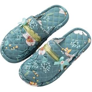 JMORCO Dames Slippers Thuis Slippers Voor Vrouwen Katoen Stof Familie Hotel Schoenen Bloemen Bloem Vrouwelijke Slides Mannelijke Indoor Slaapkamer Vloer Platte Slipper, meerblauw, 38/39 EU