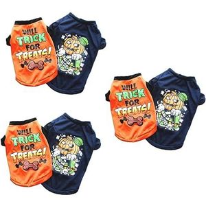 minkissy 6 Stuks halloween honden t-shirt huisdier t-shirt blauwe hoodies oranje blouse jurken honden kleding honden kostuums pup dierbenodigdheden rekwisieten polyester katoen