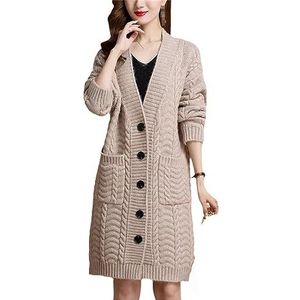 YTR6TW Dikke Losse Mid-Lengte Gebreid Vest Casual Elegante Gebreide Mode Vintage Koreaanse Truien Jassen, Abrikoos, L