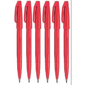 Pentel Rode Originele Teken Pen S520 Fibre Tip Marker Pennen Kleur Fineliner 2mm Penpunt 1mm Lijnbreedte (Pack van 6)