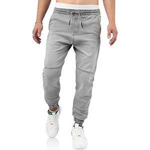Indicode Oltjon casual comfortabele vrijetijdsbroek in jeanslook met elastische tailleband en trekkoord in 3 kleuren, Vintage Grey, XL