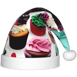 SSIMOO Heerlijke cupcakes, heerlijke pluche kerstmuts voor kinderen, decoratieve hoed voor feestdagen, feestelijk plezier en meer