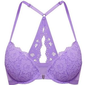 DOBREVA Dames Voorsluiting Top Push Up Beha - Met Beugel En Inzetstukken Lila 70C
