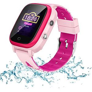 4G Kids Smartwatch GPS Tracker Kids Smart Horloges Telefoon voor Meisjes Jongens Verjaardag Bluetoot Video Call Digitale Camera Waterdichte LBS WIFI Locator (Roze)