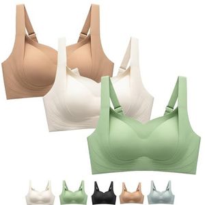 Ondersteunende, Draadloze Liftbeha, De Hele Dag Comfort, Geen Lekken, Vormgevend En Naadloos Ontwerp(Khaki+green+White,XX-Large)