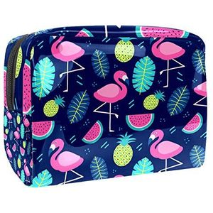 Make-up tas PVC toilettas met ritssluiting waterdichte cosmetische tas met zomer flamingo fruit watermeloen palm voor vrouwen en meisjes