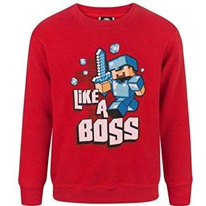 Minecraft Als een Chef Steve Jongens Rood Lange Mouw Sweatshirt Jumper, rood, 110-116