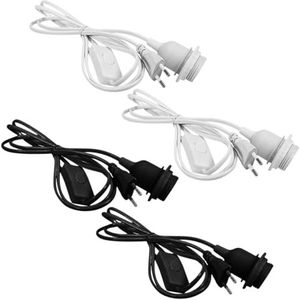 Lamphouder E27 met kabel, 4 stuks, stekker en 1,8 m kabel, lampadapter met schakelaar, voor tafellamp met wijnfles DIY