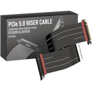 LINKUP - AVA5 - Riserkabel - Zwart - 40 cm - PCIe 5.0 - Compatibel met RTX5090 en RX9070