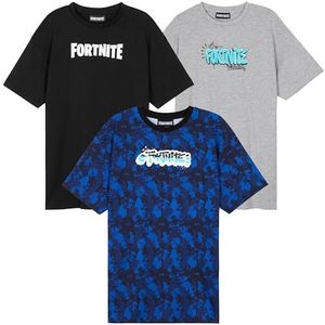 Get Trend Top T-shirts voor jongens en tieners, set van 3, 2 of 1, zacht, ademend, korte mouwen, casual, zomer, gamertops, multipack T-shirts, Multi Fortnite 3 Pck, 13 jaar