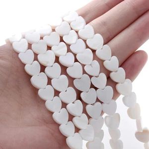 Natuurlijke Witte Liefde Hart Shell Kraal Zoetwater Parelmoer Losse Spacer Kraal Voor Sieraden Maken DIY Armband Ketting 6-12mm-Wit-10mm