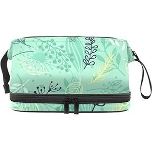 Grote capaciteit reizen cosmetische tas,Make-up tas,Waterdichte make-up tas Organizer, Eenvoudige plant, Meerkleurig, 27x15x14 cm/10.6x5.9x5.5 in