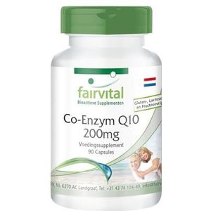 Fairvital | Co-enzym Q10 200mg per capsule - HOOG GEDOSEERD - VEGAN - 90 capsules - ubiquinon, CoQ10, ubichinon-10 - voedingssupplement