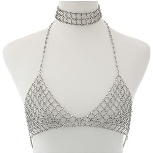 Hoofd Ketting Sexy Body Chain met Rhinestone Bra Crystal Luxe Sieraden Kist for Ornamenten Decoratie Dames Sieraden Hoofdketting (Style : SilverBraAndChoker)