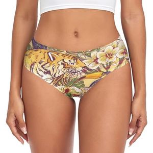 YOUJUNER Damesondergoed, tropische palmbladeren, toekan, tijger, comfortabele slip voor dames, basic slip, hipsterbroek voor meisjes, Meerkleurig, S