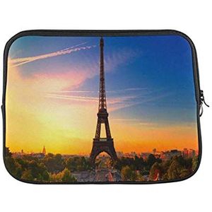 Laptophoes zonsopgang in Parijs met de Eiffeltoren Notebook Tablet Draagtas Waterbestendig Duurzame Computertas, voor Laptop Computer, Notebook, 15in