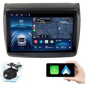 Android 14.0 2 Din Autoradio 9"" Touchscreen Auto Stereo voor Mitsubishi L200 2008-2016 met Draadloze Carplay Android Auto GPS navigatie AHD Omgekeerd beeld Stuurwielbediening(P1(1G+32G))