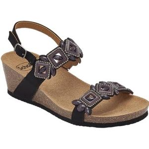Scholl, Damessandalen met dubbele band en verstelbare riem, zwart, Zwart, 36 EU